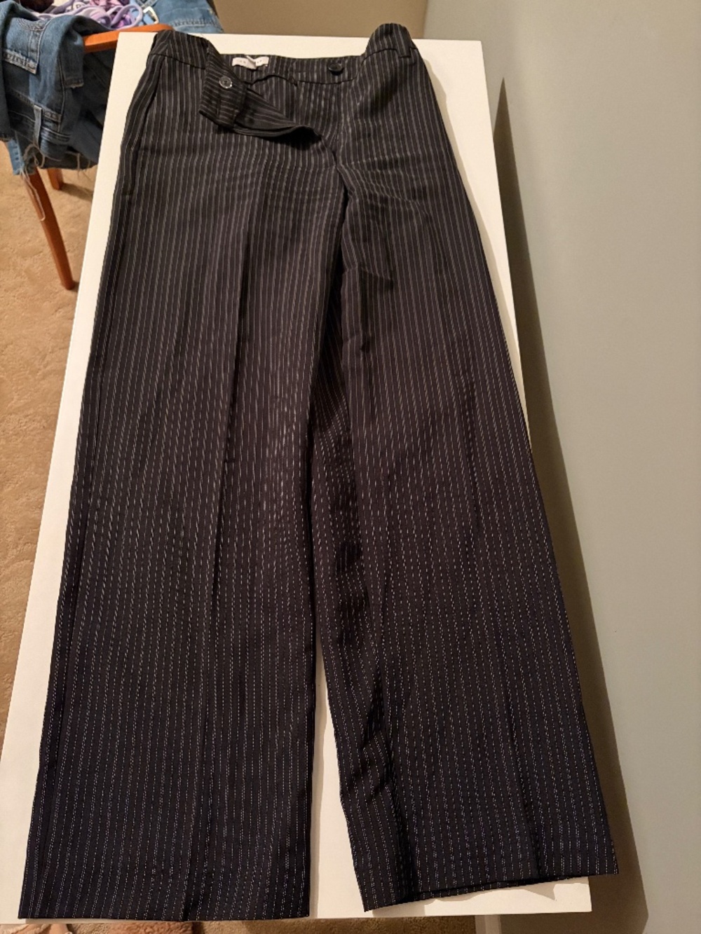 Topshop black and white linen pants